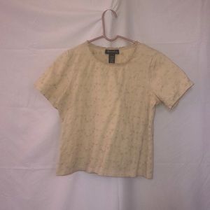 Embroidered cream crop top